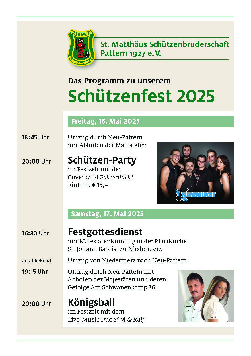 Neu Pattern Schützenfest Programm 2025 Flyer Seite 1
